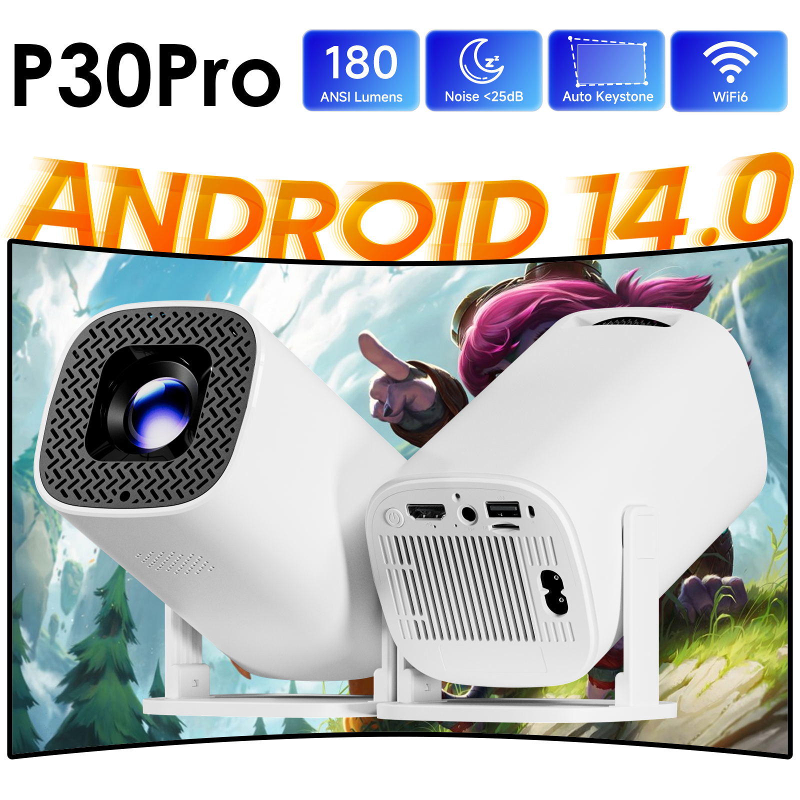 Home Cinema Compact - HONGTOP P30PRO Smart Mini Projector Android
