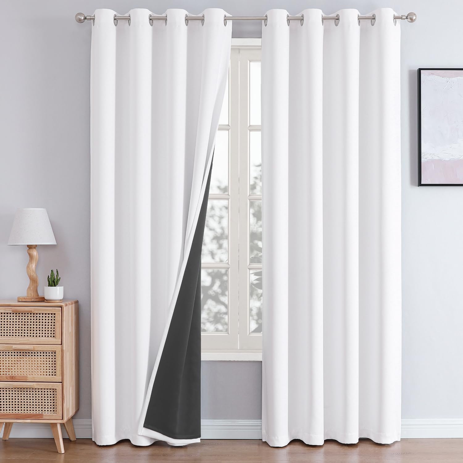 Blackout Curtain Thick - White Blackout Curtains for Bedroom with