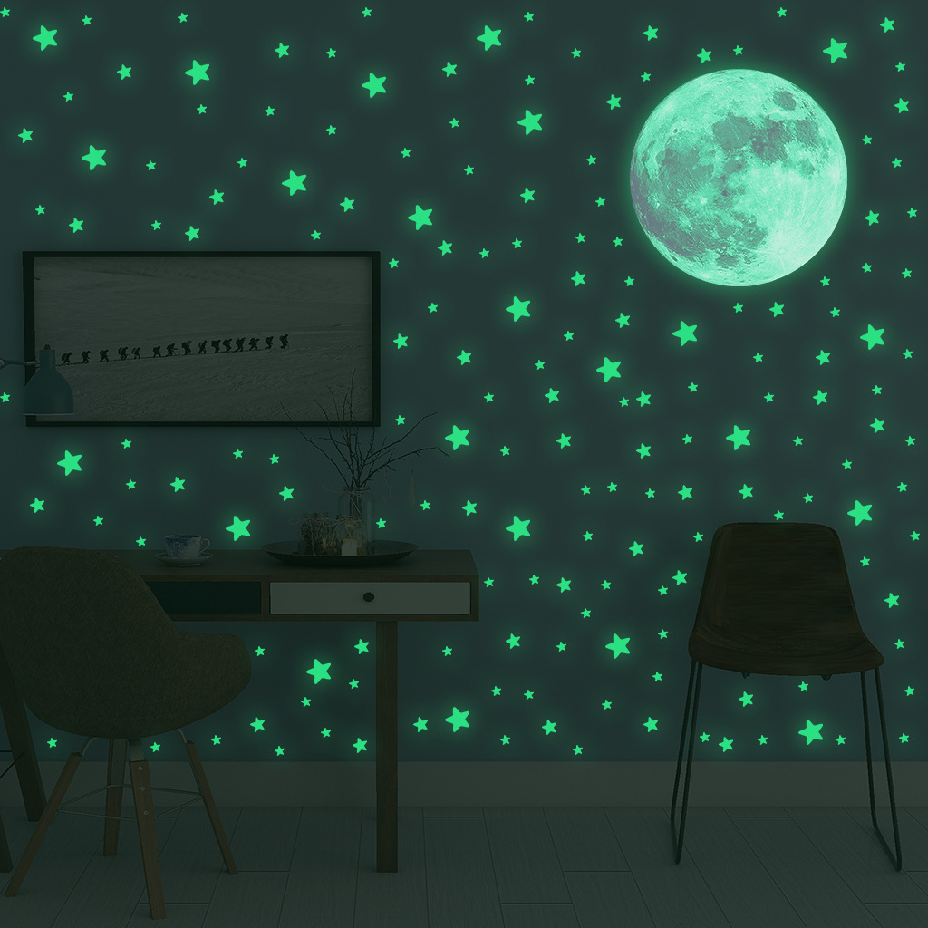 Home Cinema Room - Luminous Moon Stars Wall Stickers for