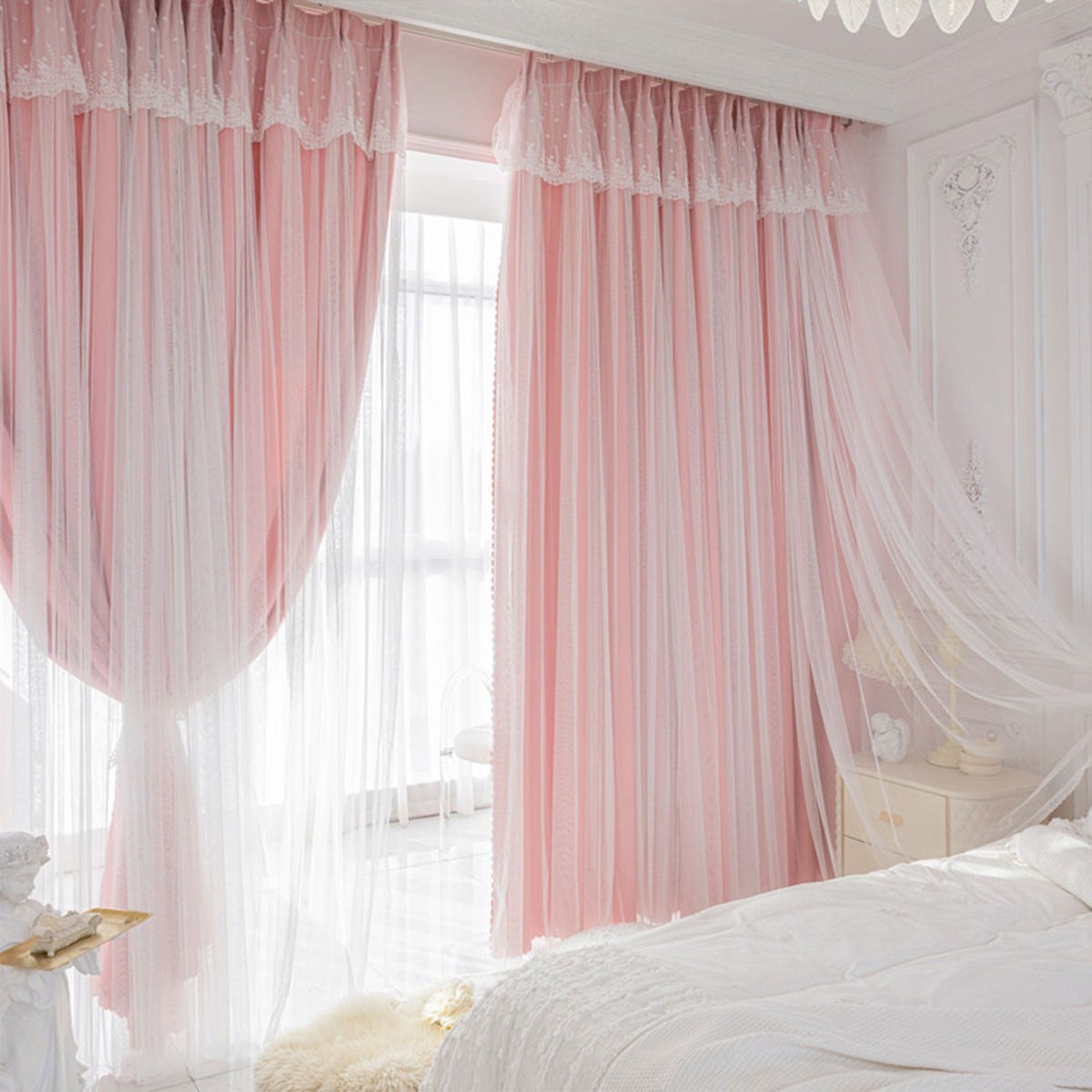 2pcs Lace Hook Style Double La – обзор и цена Blackout Curtain Thick