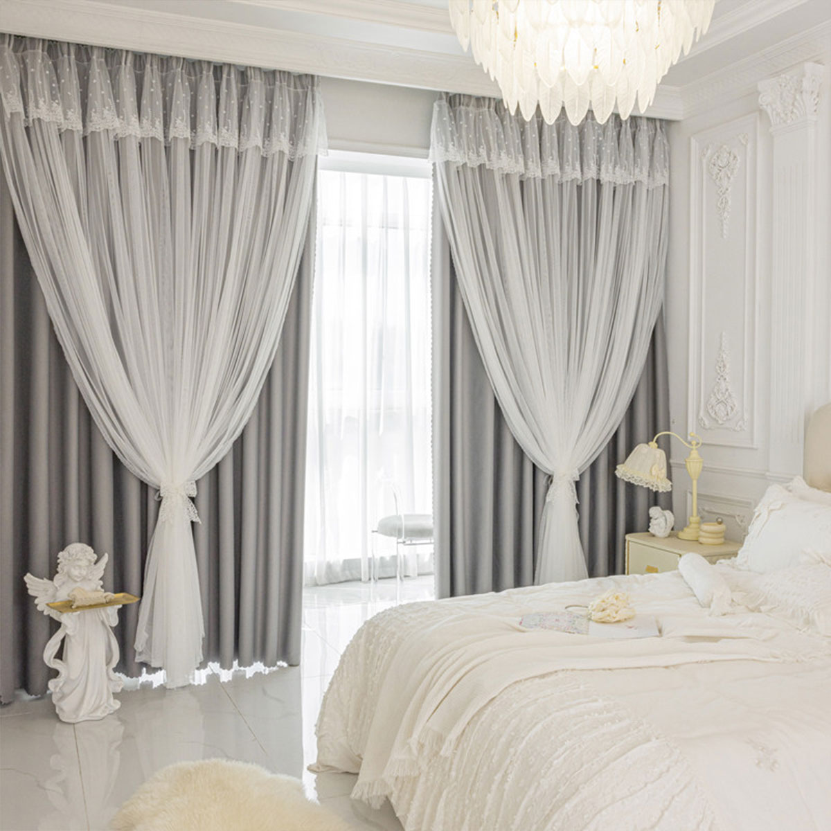 2pcs Lace Hook Style Double La – обзор и цена Blackout Curtain Thick