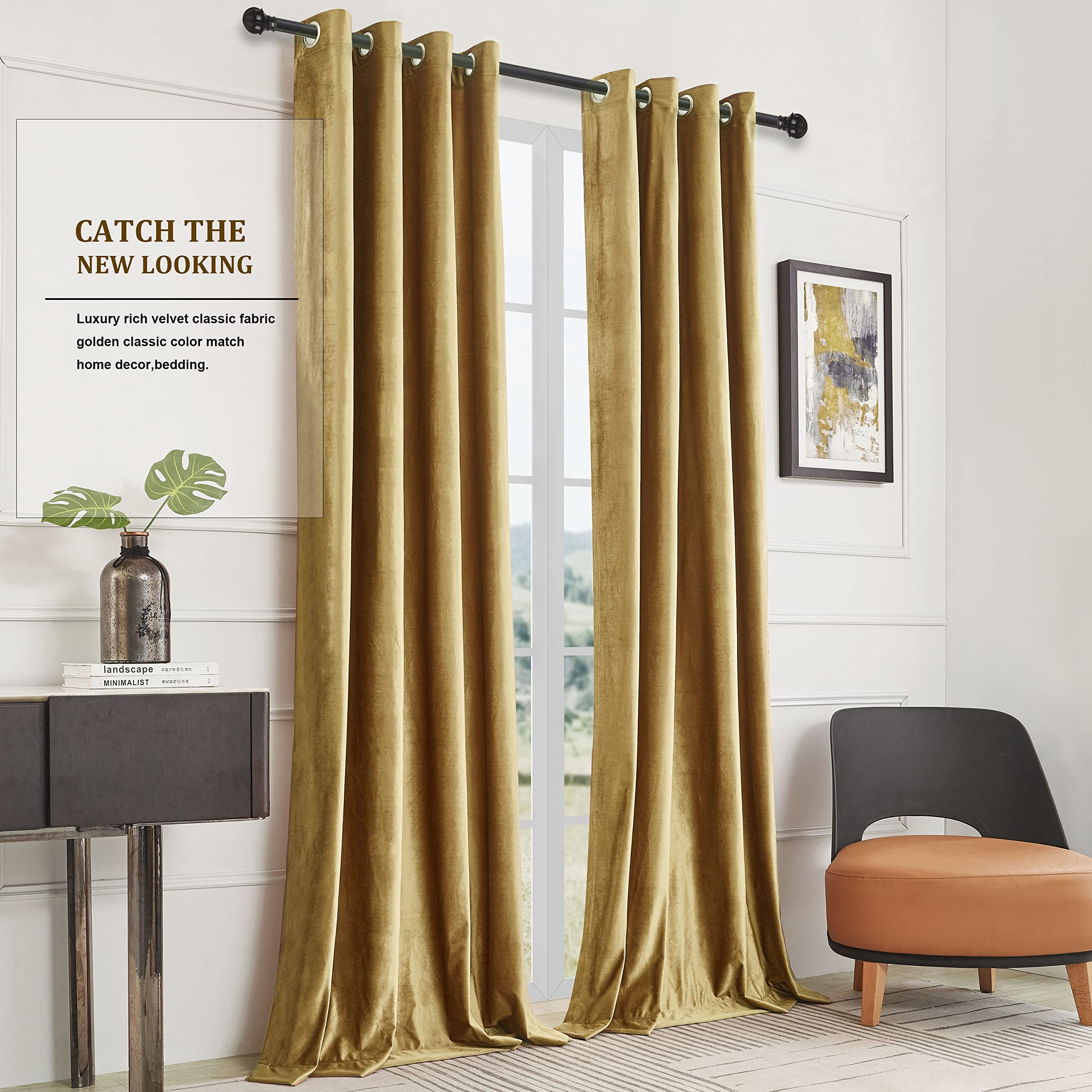 Gold Velvet Curtains for Livin – обзор и цена Blackout Curtain Thick