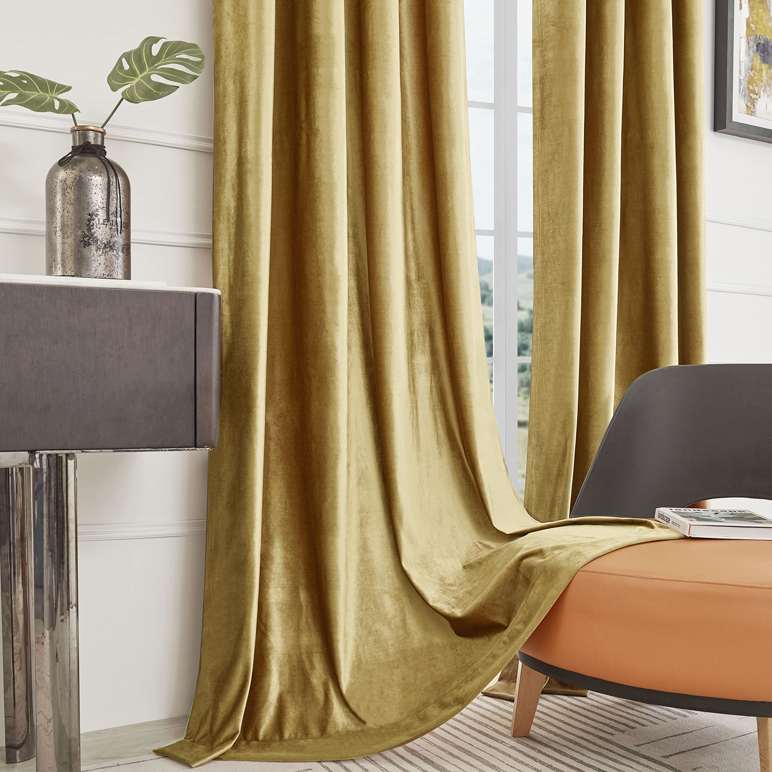 Gold Velvet Curtains for Livin – обзор и цена Blackout Curtain Thick